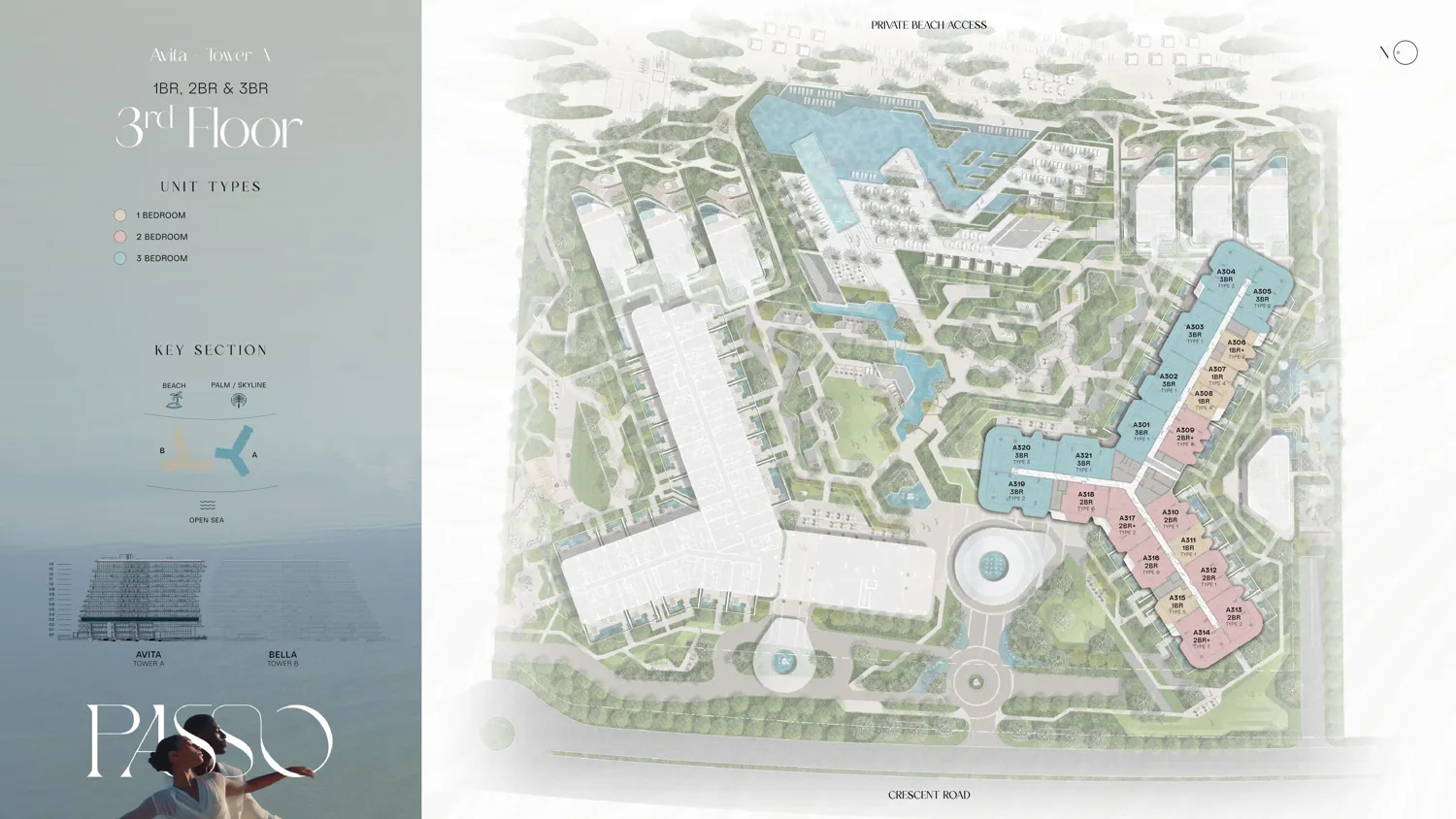 Third floor plan of Passo By Beyond, showing the layout of residential apartments.