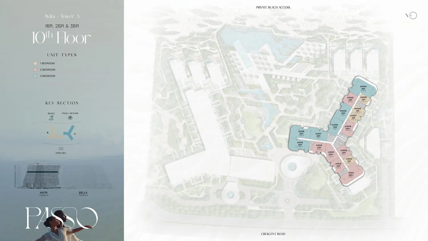Floor plan of a 10th-floor apartment at Passo By Beyond, Palm Jumeirah